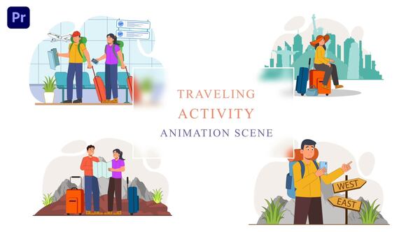Holiday Vacation Travelling Animation Scene