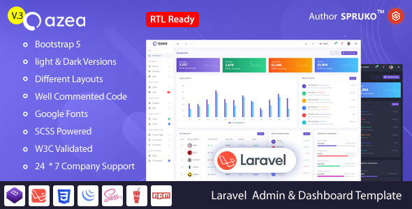 Azea – Laravel Admin & Dashboard Template