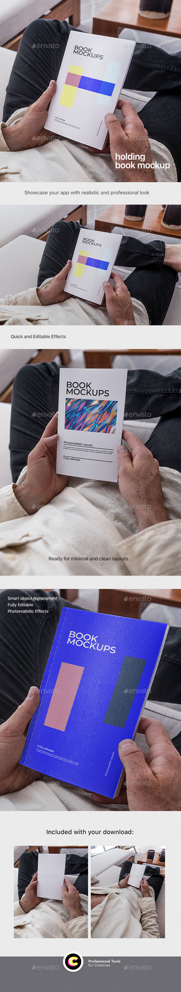 Man Holding Book Mockup PSD preview