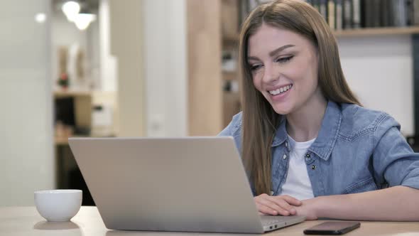 Online Video Chat By Creative Woman on Laptop alt