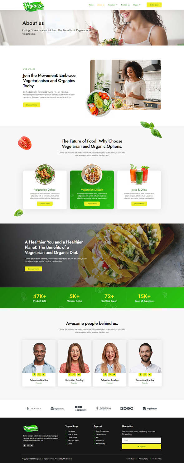 Veganza - Organic Food & Vegetarian Elementor Template Kit by moxcreative