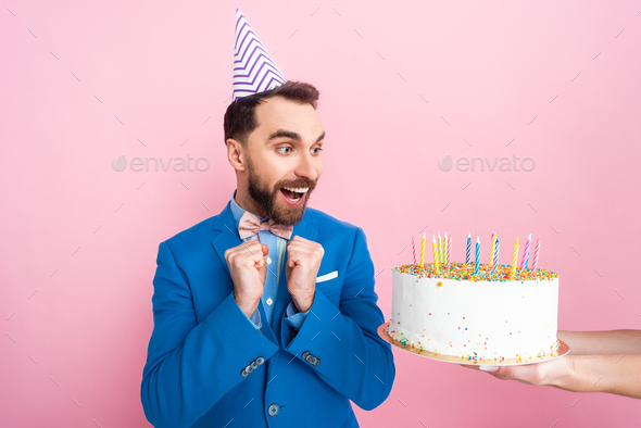 Businessman birthday cake character cartoon Stock Vector Image & Art - Alamy