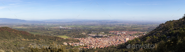 Small Town in the Countryside, Guspini, Sardinia, Italy. - Stock Photo - Images