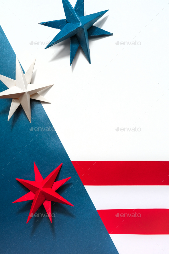 President's day.American handmade stars on white background.President's day background, holiday card - Stock Photo - Images