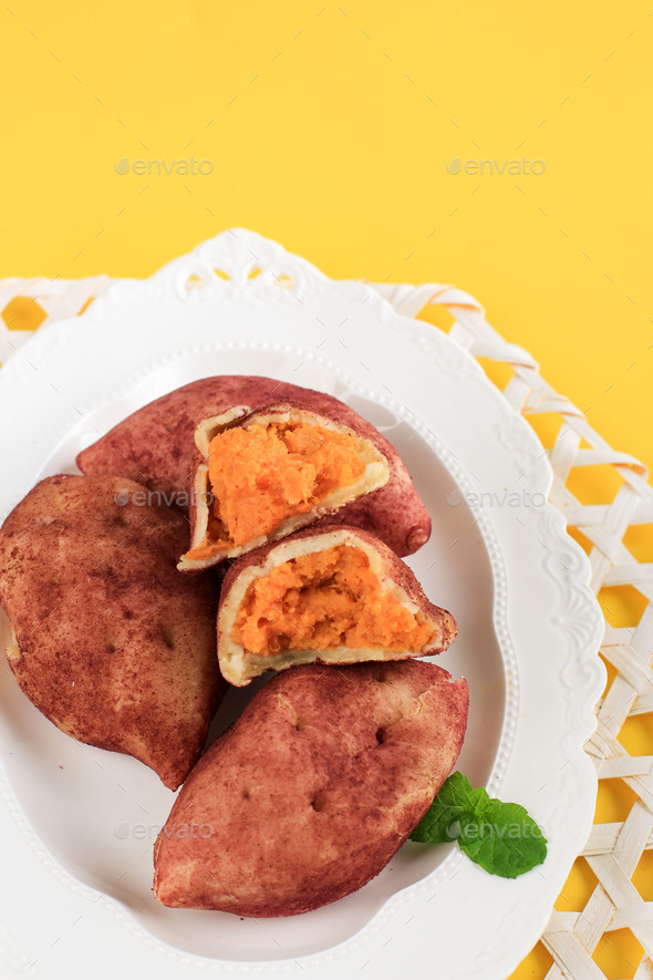 Korean Sweet Potato Mochi Bread, Made from Purple Yam (Goguma), Milk