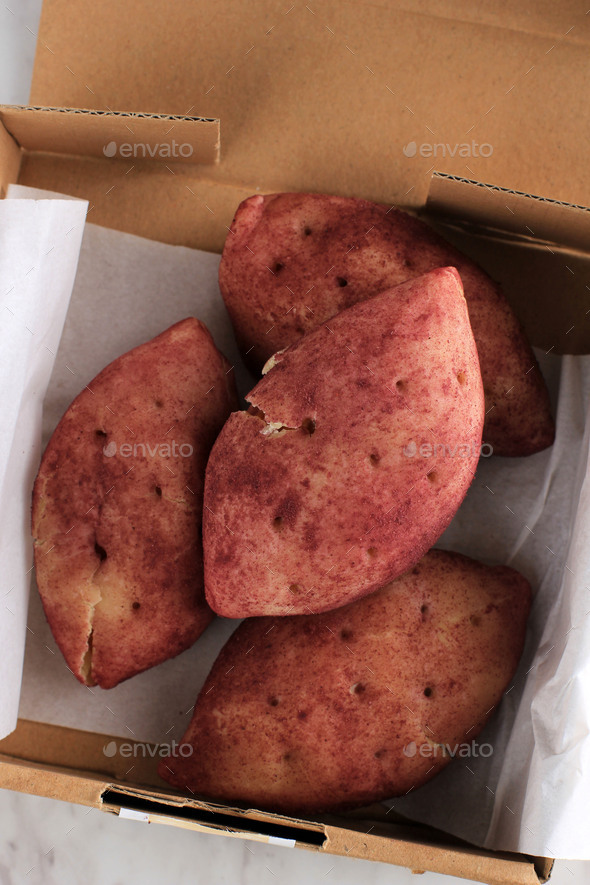 Korean Sweet Potato Mochi Bread, Made from Purple Yam (Goguma), Milk