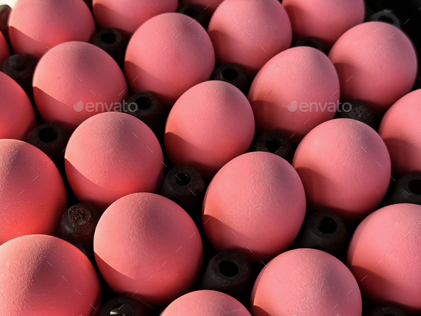 Rows of Pink Shell Preserved Eggs in a Tray