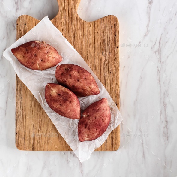 Korean Sweet Potato Mochi Bread, Made from Purple Yam (Goguma), Milk