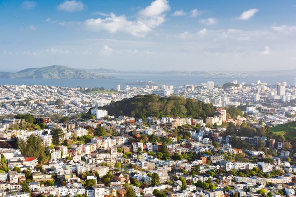 San Francisco, California, USA skyline from Twin Peaks - Stock Photo - Images