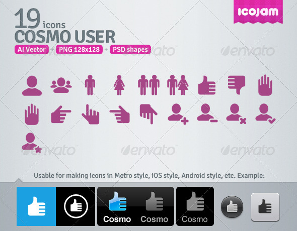 19 AI and PSD User Icons - Media Icons