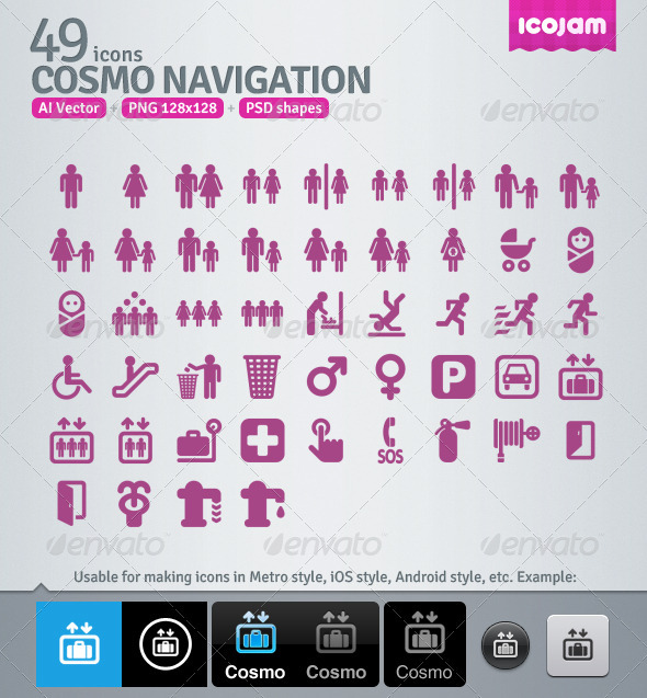 49 AI and PSD Navigation Icons - Media Icons