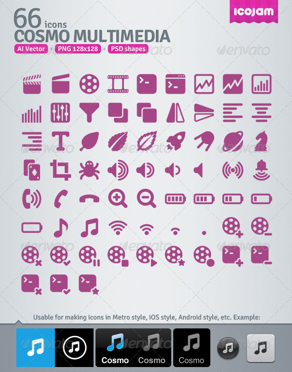 66 AI and PSD Multimedia Icons - Media Icons