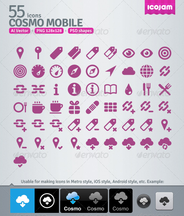 55 AI and PSD Mobile Icons - Media Icons