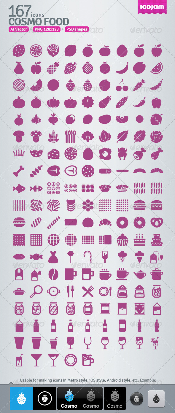 167 AI and PSD Food Icons - Media Icons
