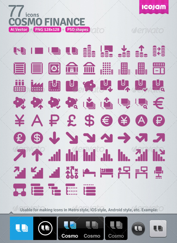 77 AI and PSD Finance Icons - Media Icons