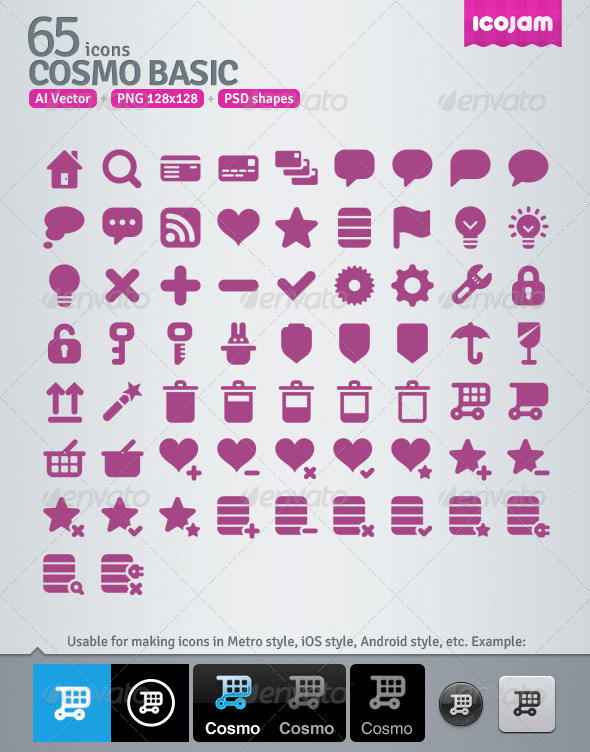 65 AI and PSD Basic Icons - Media Icons