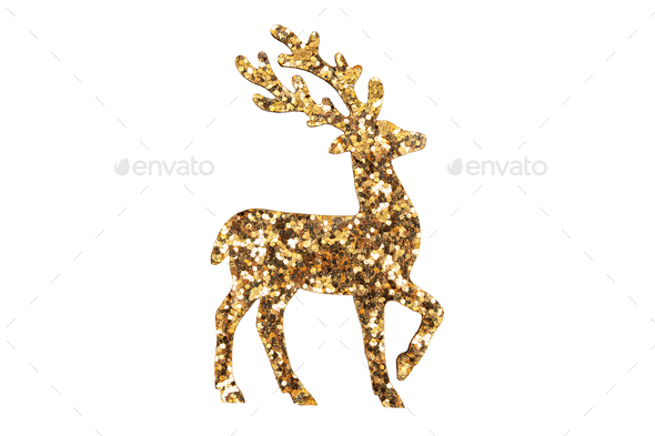 Golden christmas reindeer - Stock Photo - Images