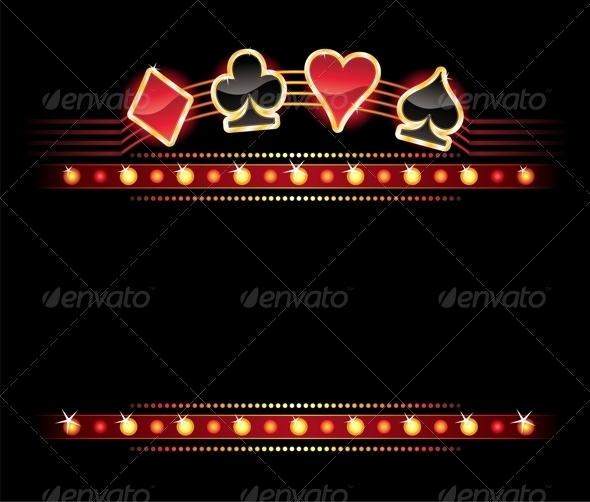 Neon with Card symbols - Borders Decorative