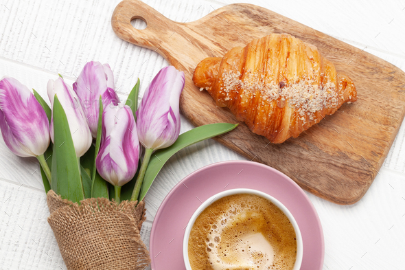 Croissant and coffee Stock Photo by karandaev | PhotoDune