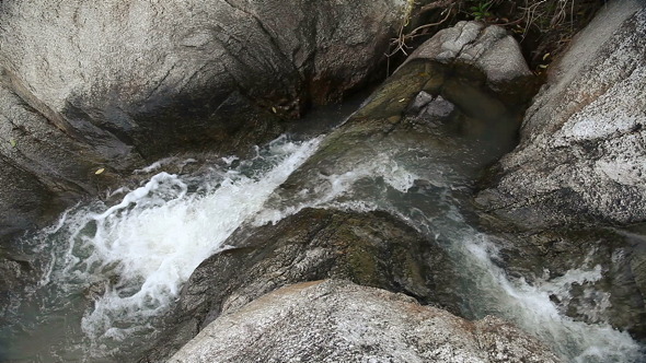 Waterfall in Summer Mountain