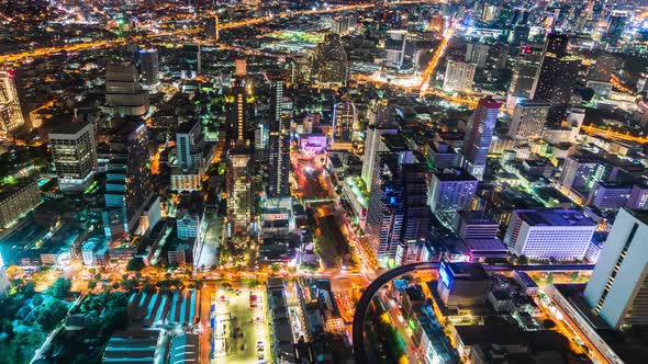 time lapse of Bangkok city at night, Thailand