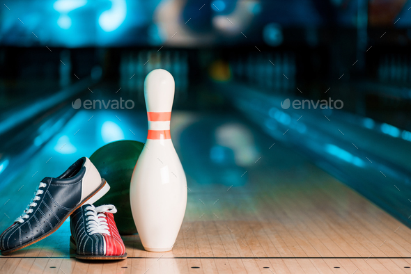 Bowling Shoes Bowling Pins Ball Play Bowling Stock Photo by