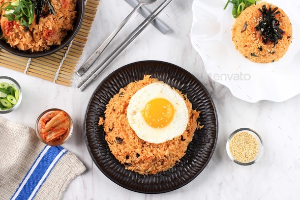 Korean Food Bokkeumbap Or Kimchi Fried Rice South Korea Traditional Recipe Fried Rice Stock 3724