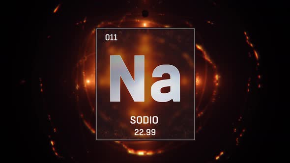 Sodium as Element 11 of the Periodic Table on Silver Background Spanish Language