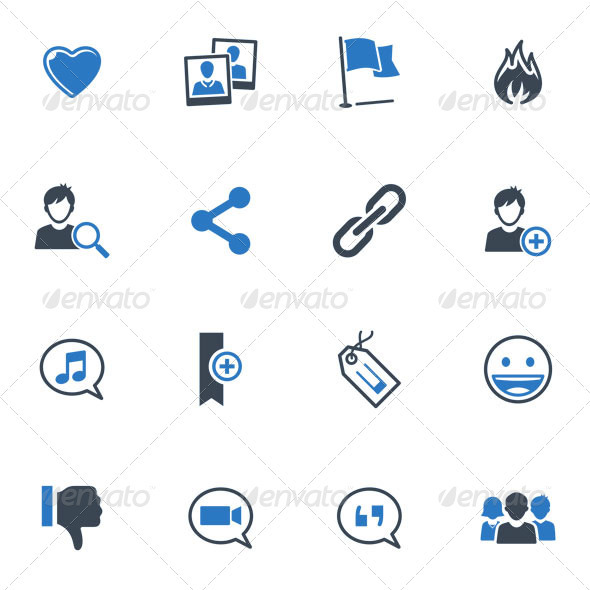 Social Media Icons Set 2 - Blue Series - Media Icons
