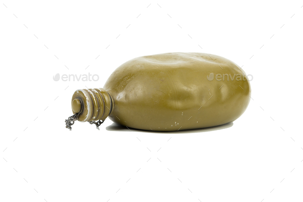 An old military metal flask. - Stock Photo - Images