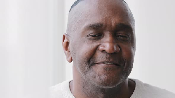 Male Human Portrait Afro American Adult Mature Middle Aged Old Senior Person at Home Closeup 50s alt