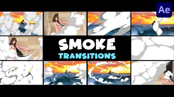 Seamless Cartoon Smoke Transitions | After Effects Elements template preview