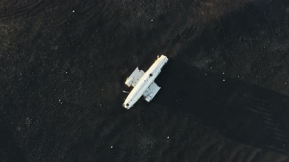 Rotating Drone Over Wrecked Airplane alt