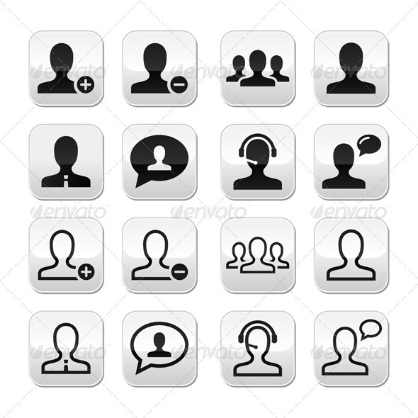 User Man Avatar Vector Buttons Set - People Characters