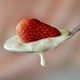 Breakfast; strawberry with a dripping spoonful of fruit yoghurt - PhotoDune Item for Sale