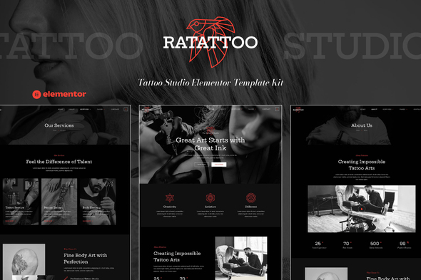 Ratattoo - Tattoo Studio Elementor Template Kit