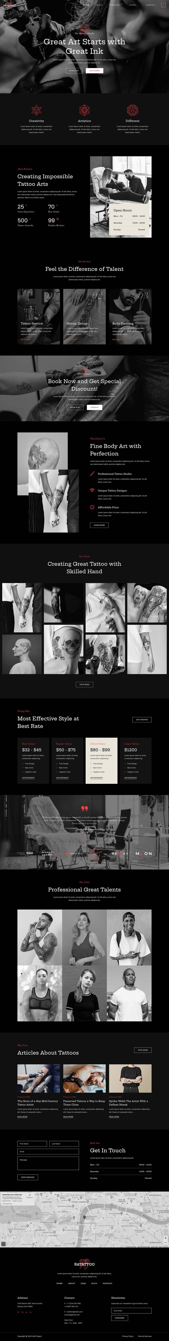 Ratattoo - Tattoo Studio Elementor Template Kit