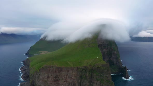 Aerial View of Kalsoy Island at Sunset alt