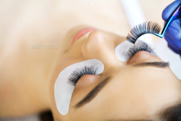 Woman Eye with Long Eyelashes. Eyelash Extension - Stock Photo - Images