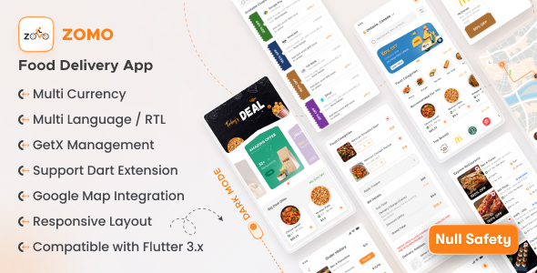 Food Delivery Flutter App UI Kit  - Zomo