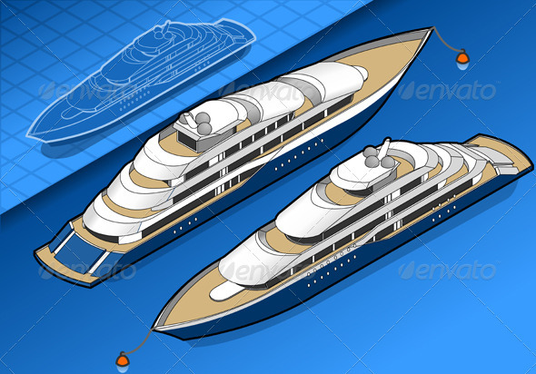 Isometric Yacht in Two Positions - Miscellaneous Vectors