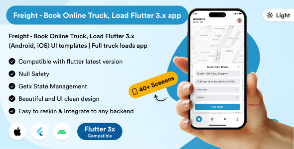 Freight - Book Online Truck, Load Flutter 3.x (Android, iOS) UI templates | Full truck loads app