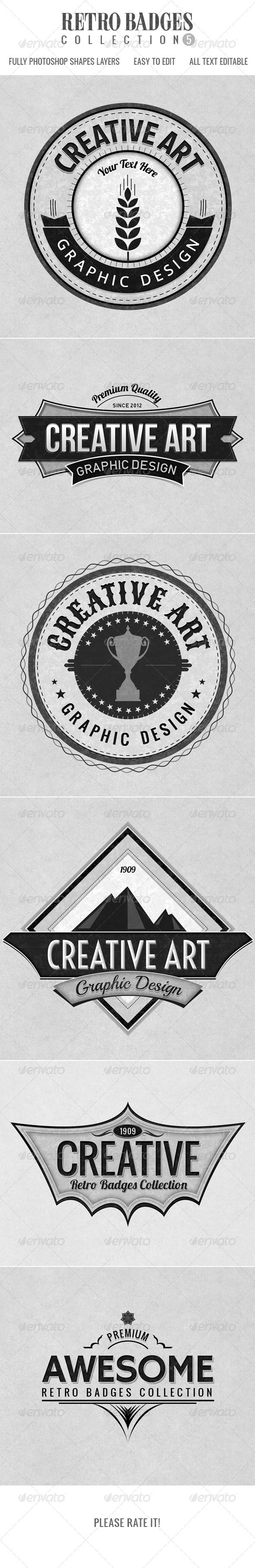 Retro Badges col.5 - Badges & Stickers Web Elements