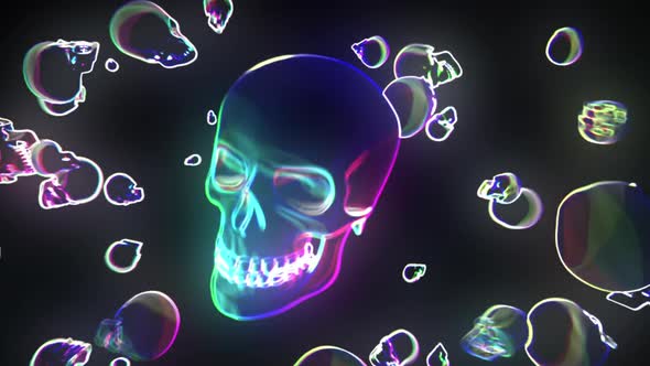 Neon Glowing Skull Hd 03