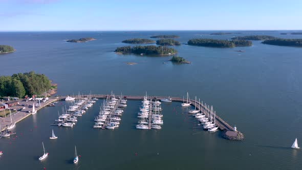 The Boats and Small Yachts on the Baltic Sea in Helsinki Finland alt