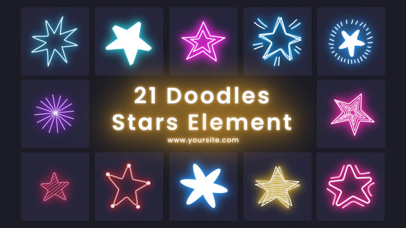 Doodles Colorful  Stars 21 Element Pack