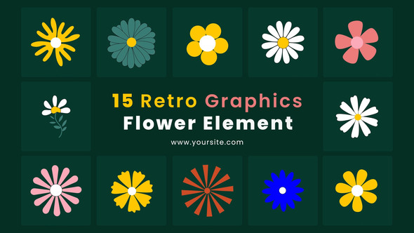 Circular Rotate Retro Graphics Flower Element Pack