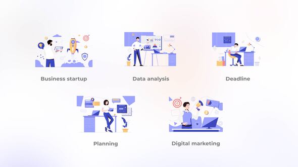 Business Startup - Blue Flat Concept