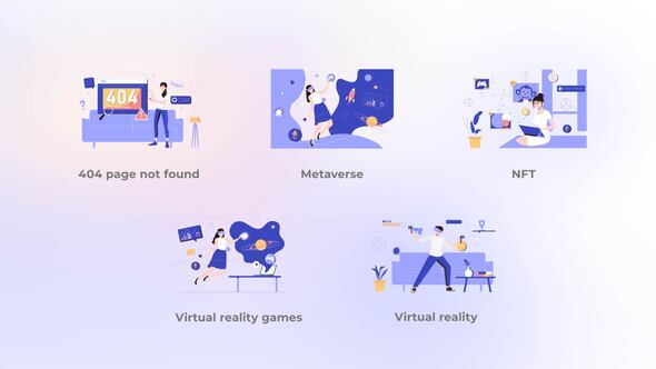 Virtual Reality - Blue Flat Concept