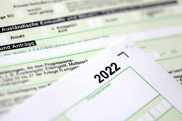 German annual income tax return declaration form for 2022 year close up - Stock Photo - Images
